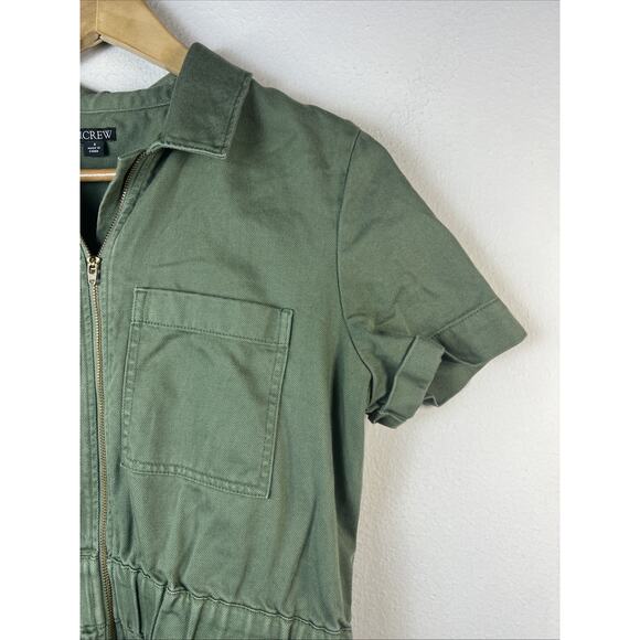 J. Crew womens 8 jumper zip front romper military utility green chino Y2K - Picture 3 of 11